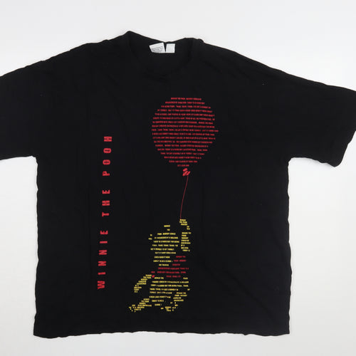 Disney Unisex Black T-Shirt, L, Winnie the Pooh Design