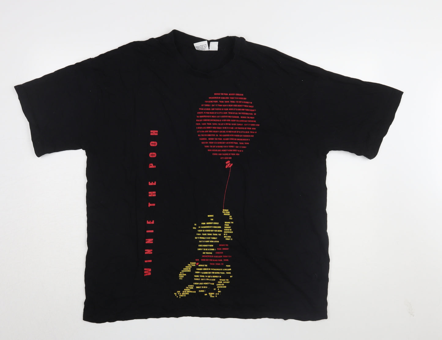 Disney Unisex Black T-Shirt, L, Winnie the Pooh Design