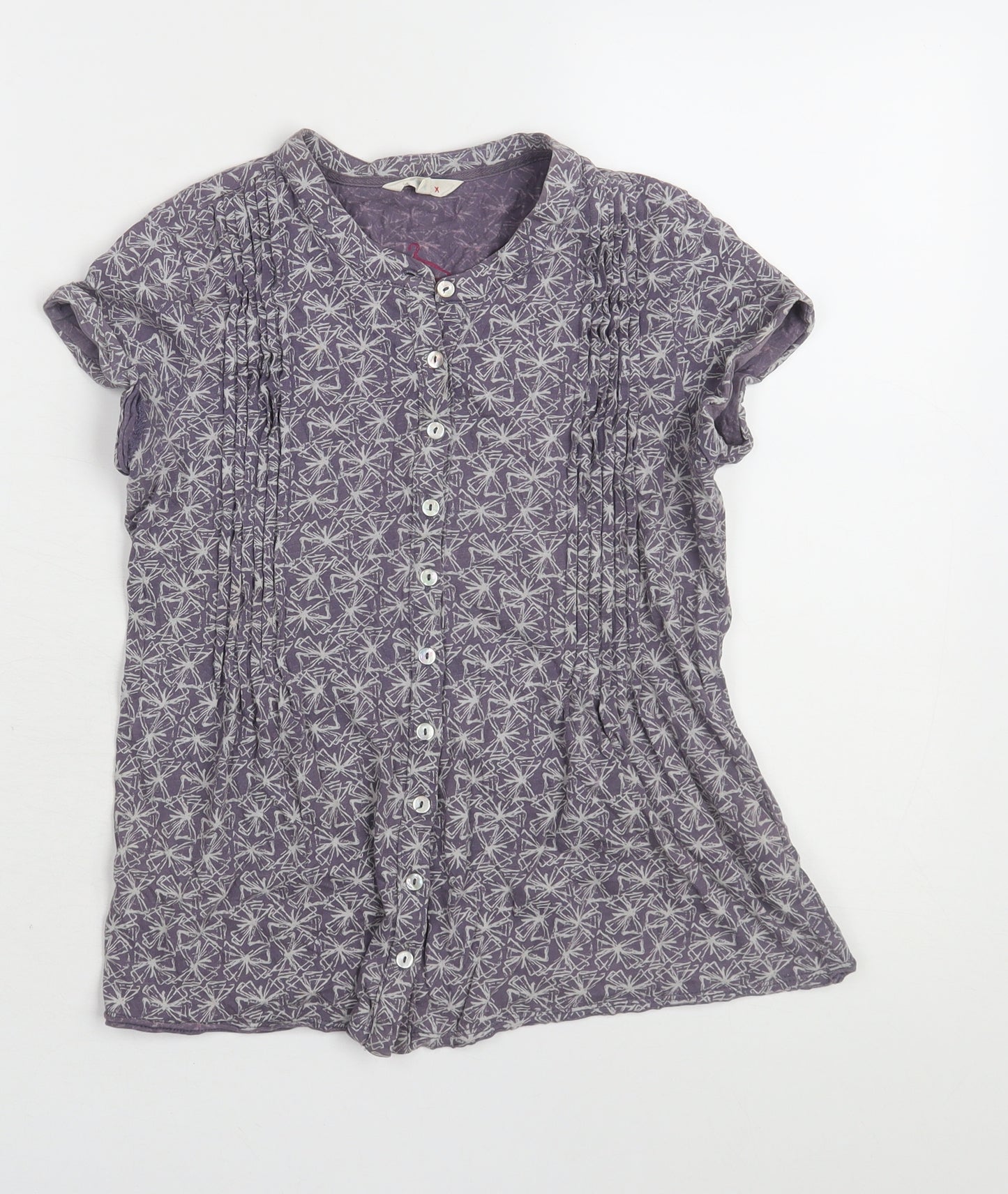 White Stuff Women Purple Floral Button-Up Shirt Size 10