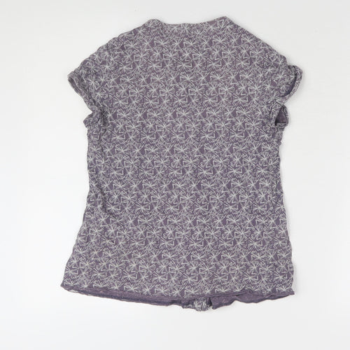 White Stuff Women Purple Floral Button-Up Shirt Size 10