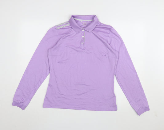 Adidas Women's Purple Polo Shirt - Size 12, Long Sleeve