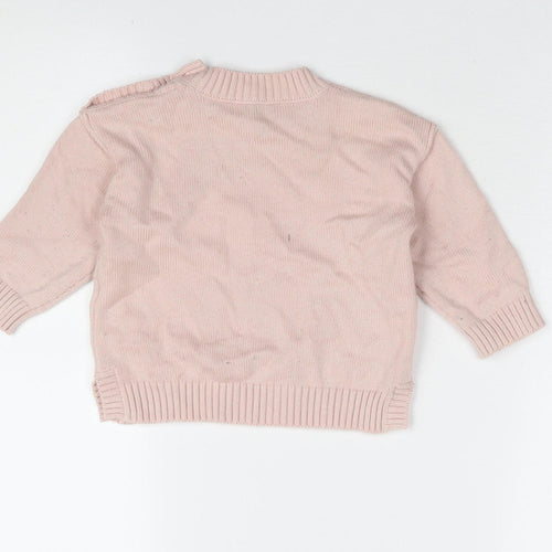 Mint Velvet Pink Girls Jumper, 12-18 Months, Button Accent