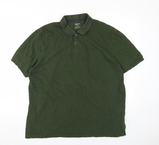 Next Men's Green XL Polo Shirt Casual Solid Short Sleeve