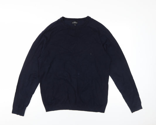 Next Men's Blue Pullover Jumper, Medium, Cotton Blend