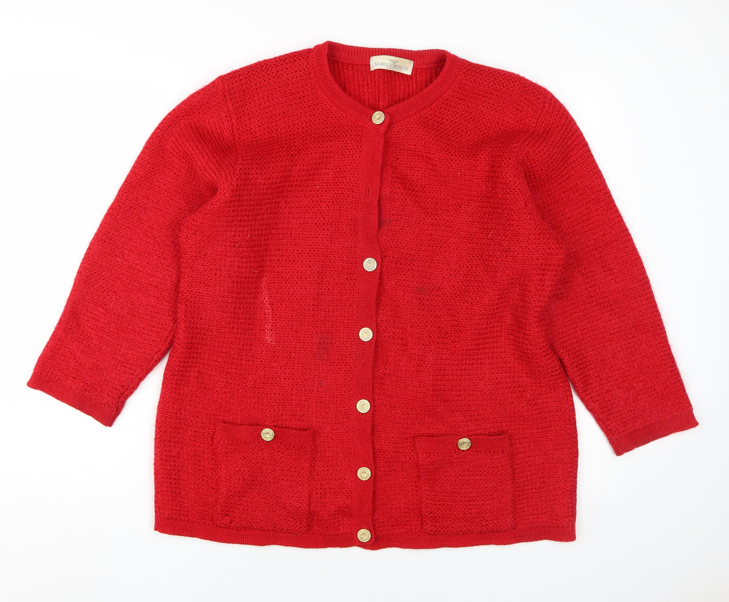 St Michael Women’s Red Cardigan Size 18 Mohair Blend