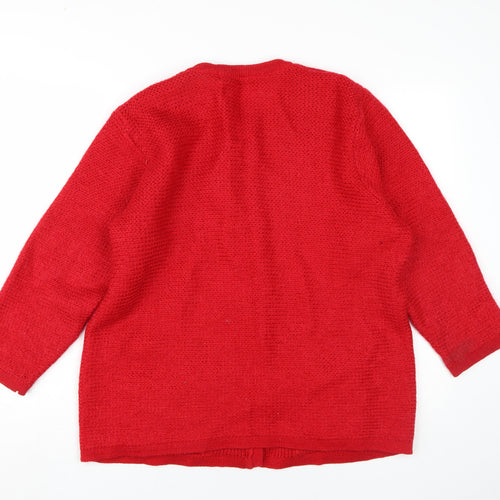 St Michael Women’s Red Cardigan Size 18 Mohair Blend