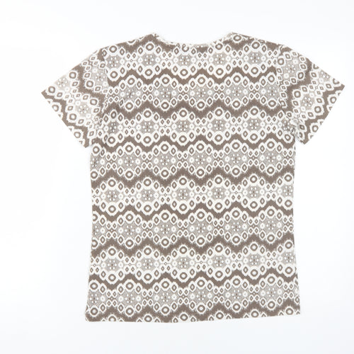 Alexara Women's Beige Geometric T-Shirt, Size 10 Regular