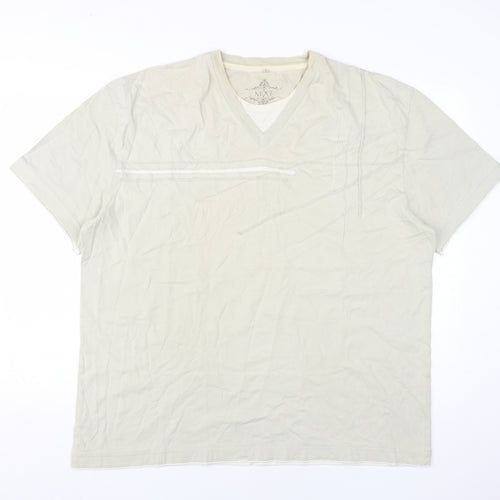 Next Men's Beige 2XL V-Neck Cotton T-Shirt