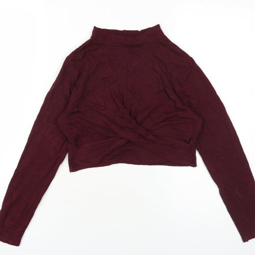 Topshop Women's Cropped Red Mock Neck Petite Size 12