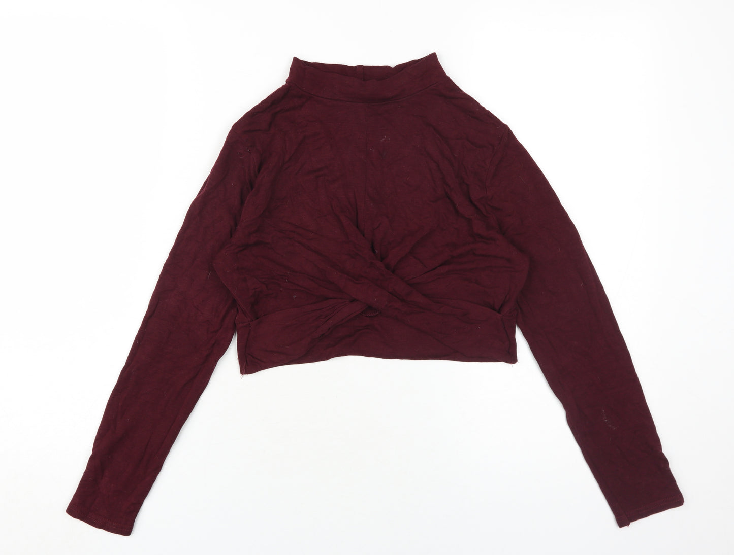 Topshop Women's Cropped Red Mock Neck Petite Size 12