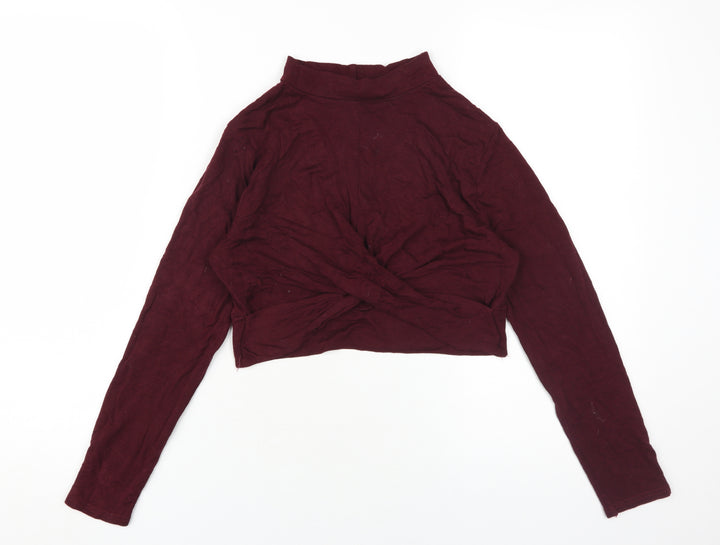Topshop Women's Cropped Red Mock Neck Petite Size 12