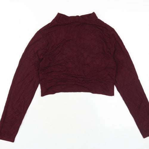 Topshop Women's Cropped Red Mock Neck Petite Size 12