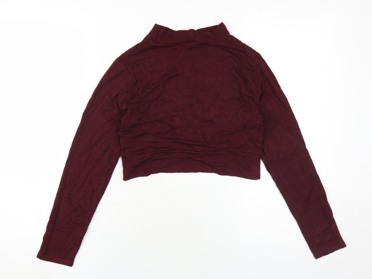 Topshop Women's Cropped Red Mock Neck Petite Size 12