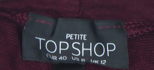 Topshop Women's Cropped Red Mock Neck Petite Size 12