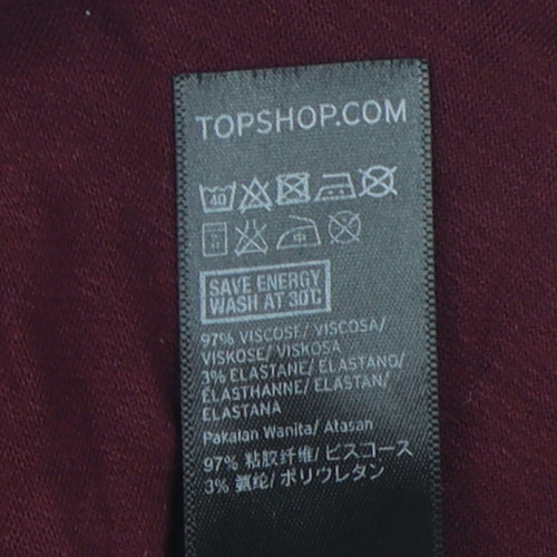 Topshop Women's Cropped Red Mock Neck Petite Size 12