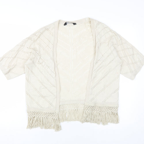 Dorothy Perkins Women's Beige Fringe Cardigan S