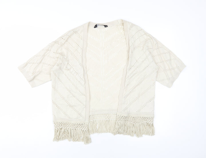 Dorothy Perkins Women's Beige Fringe Cardigan S