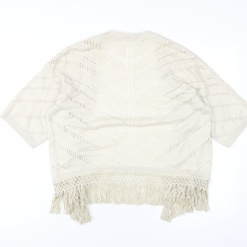 Dorothy Perkins Women's Beige Fringe Cardigan S