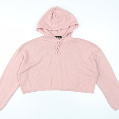 Boohoo Women's Pink Pullover Hoodie S