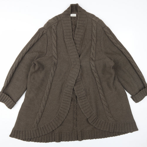 Lucia Women's Brown Cardigan Size 22 Heavy Cable-Knit