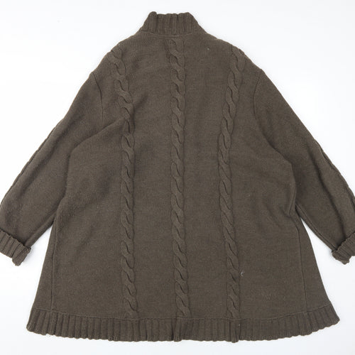 Lucia Women's Brown Cardigan Size 22 Heavy Cable-Knit