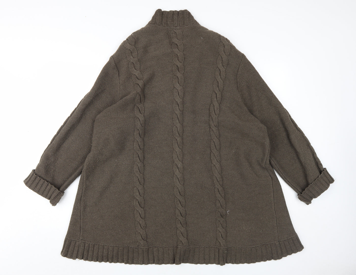 Lucia Women's Brown Cardigan Size 22 Heavy Cable-Knit