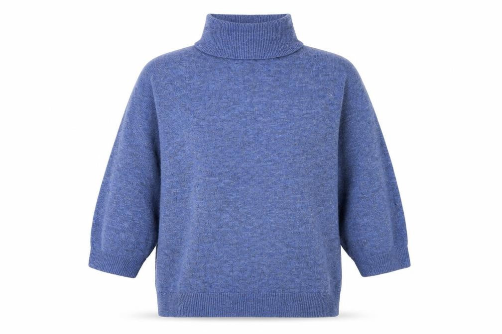 Front view of H&M Women's Blue Roll Neck jumper, size L