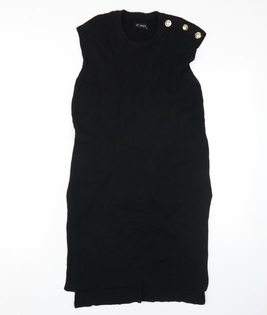 ET VOUS Women's Black Midi Knitted Shift Dress L