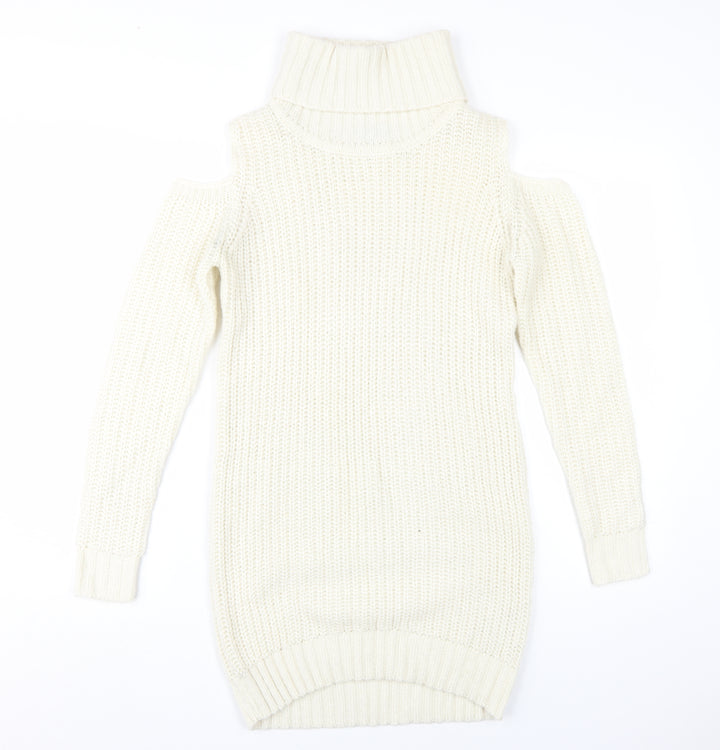 Fashion Union Women's Ivory Roll Neck Pullover Jumper