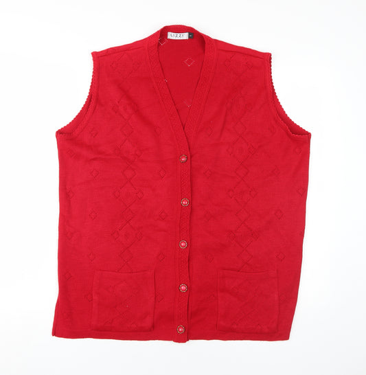 Lizzi Women's Red Knit Vest, Size L - Casual & Comfortable