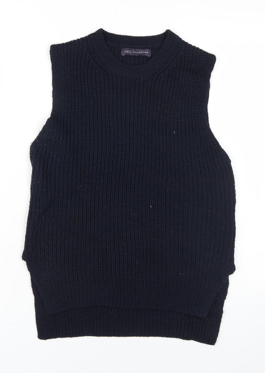 Marks and Spencer Women's Blue Vest, Size 8, Chunky-Knit