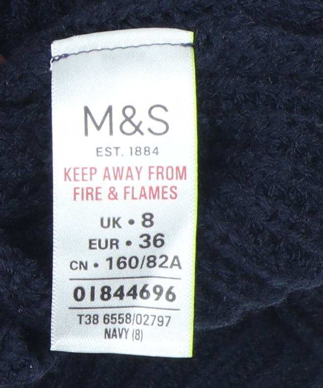 Marks and Spencer Women's Blue Vest, Size 8, Chunky-Knit