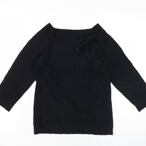 Marks and Spencer Women's Black Bow Blouse Size 10 Basic