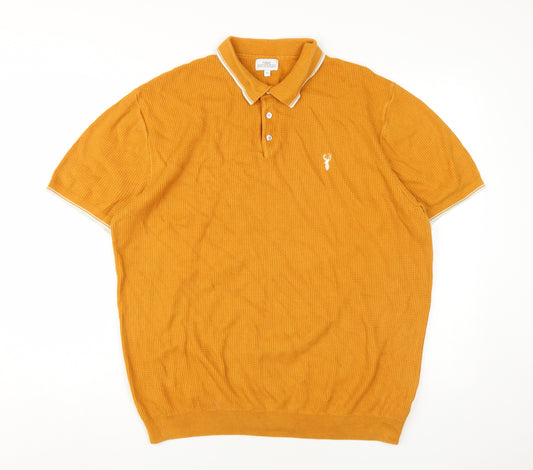 Next Men's Orange XL Polo Shirt, Short Sleeve Casual