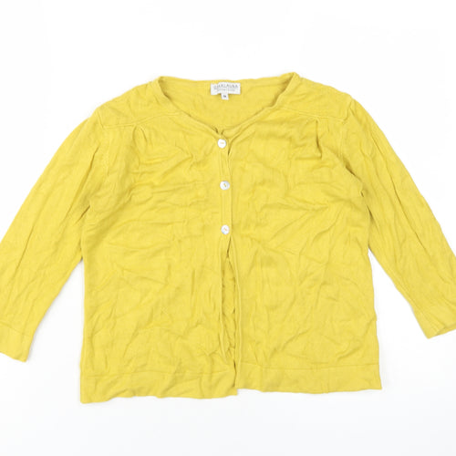 Ginalaura Women's Yellow V-Neck Cardigan M Lightweight