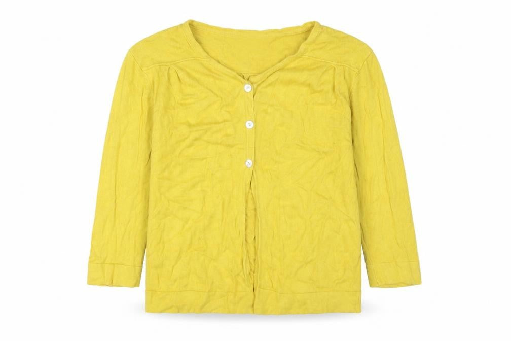 Front view of Ginalaura Women's Yellow V-Neck Cardigan M Lightweight