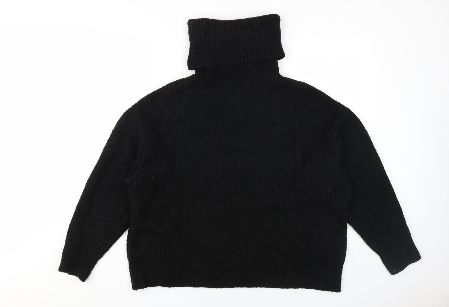 Zara Women's Black Roll Neck Wool Blend Jumper M