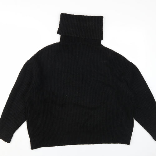 Zara Women's Black Roll Neck Wool Blend Jumper M