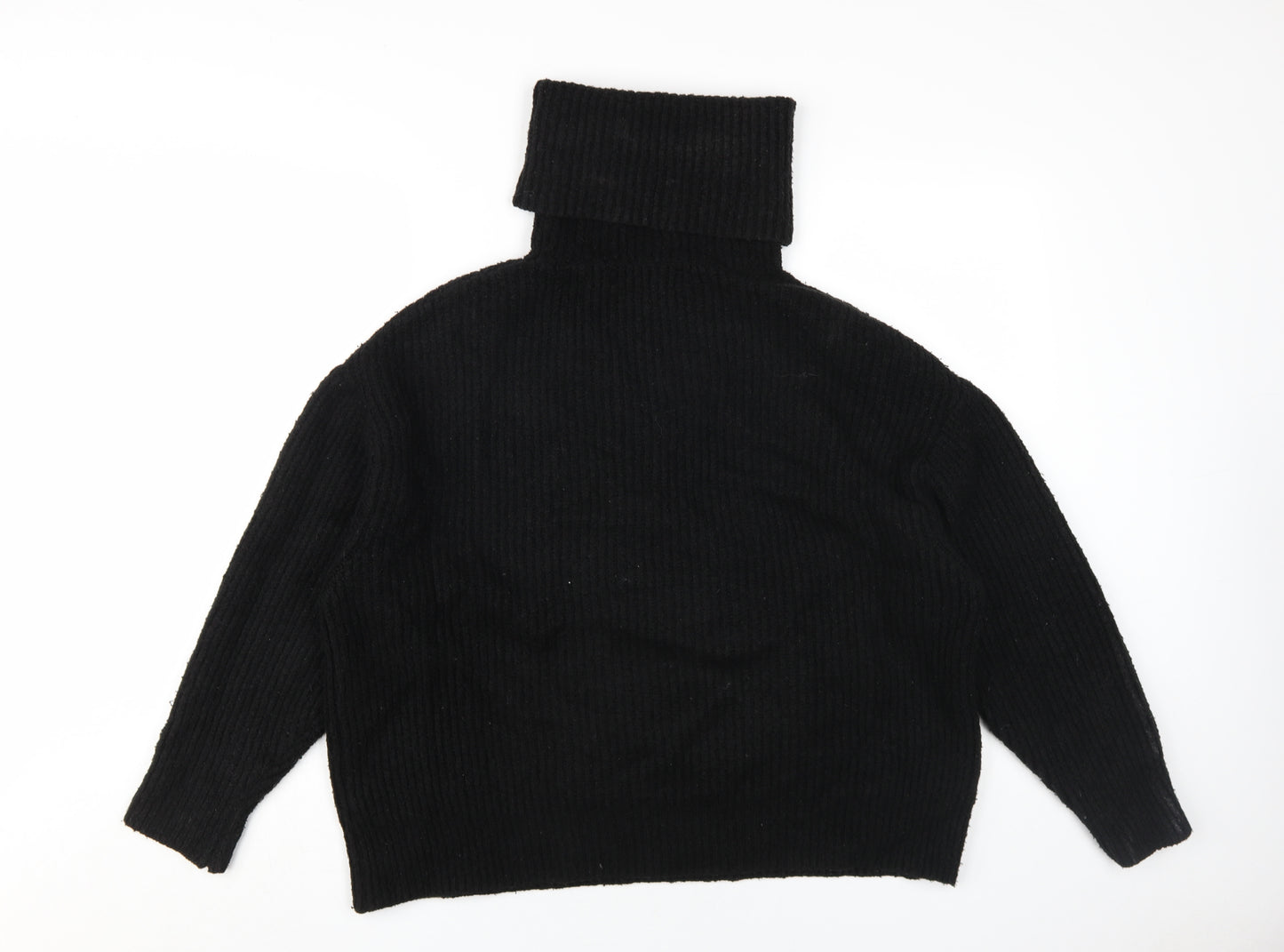 Zara Women's Black Roll Neck Wool Blend Jumper M