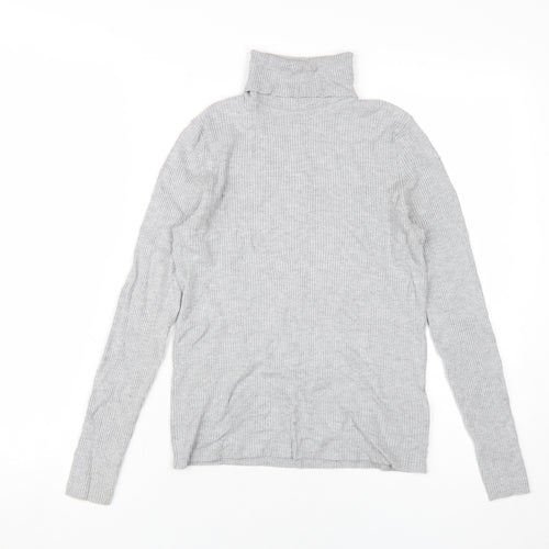 Marks & Spencer Women's Grey Roll Neck T-Shirt Size 10