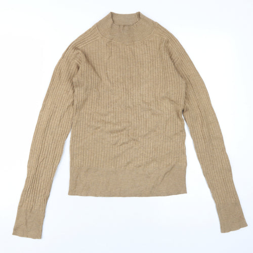 Next Women Beige Jersey Blouse Size 6 Long Sleeve