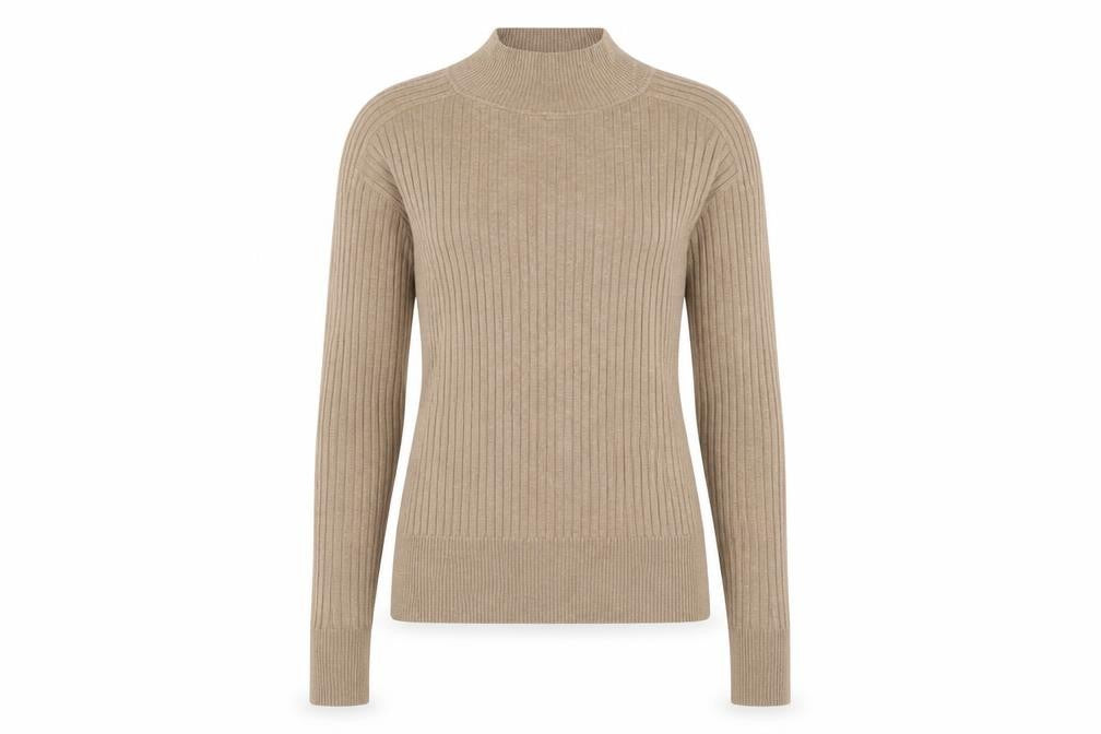 Front view of Next Women Beige Jersey Blouse, size 6, Long Sleeve