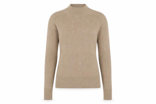 Front view of Next Women Beige Jersey Blouse, size 6, Long Sleeve