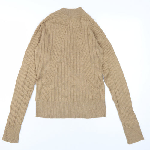 Next Women Beige Jersey Blouse Size 6 Long Sleeve