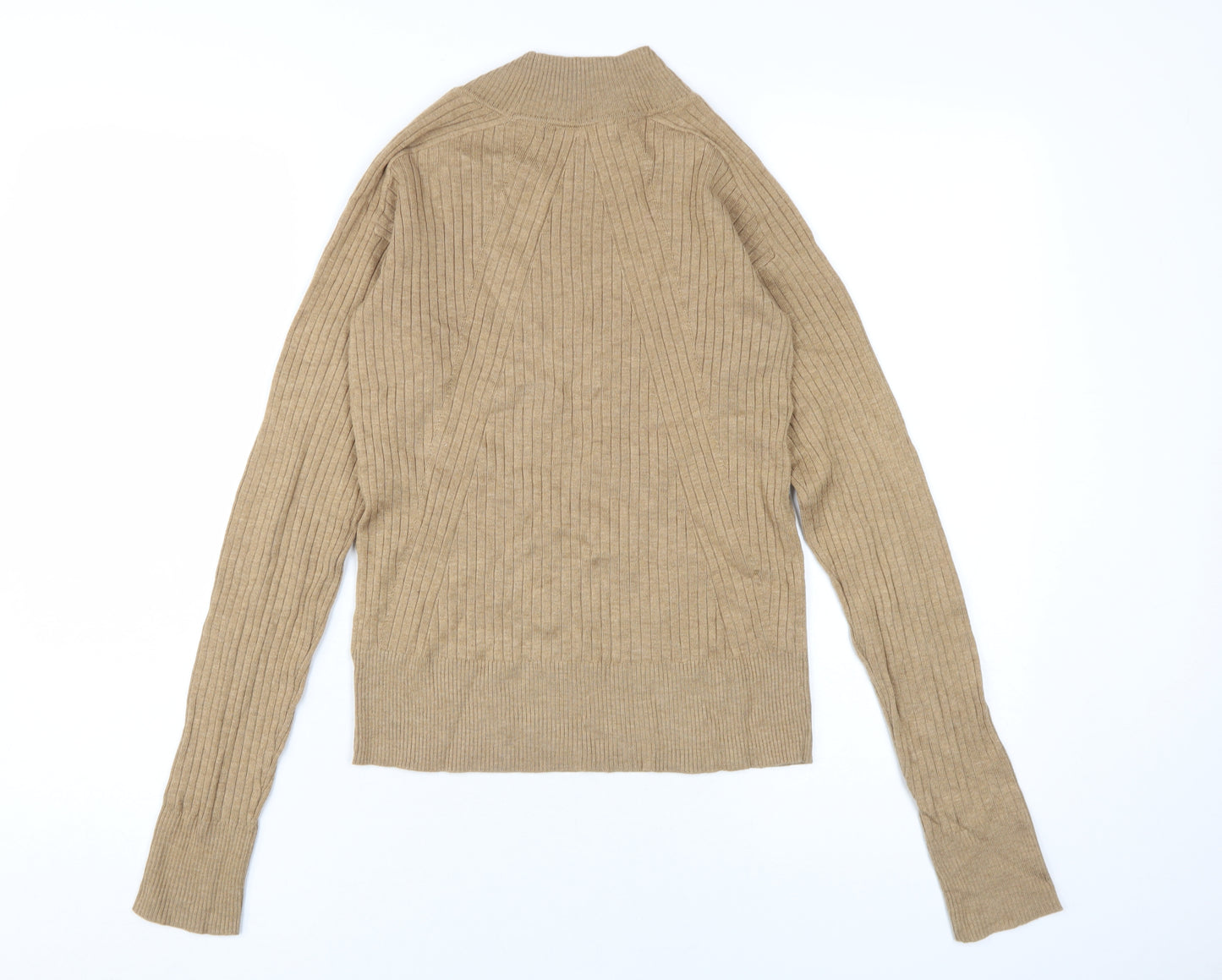Next Women Beige Jersey Blouse Size 6 Long Sleeve