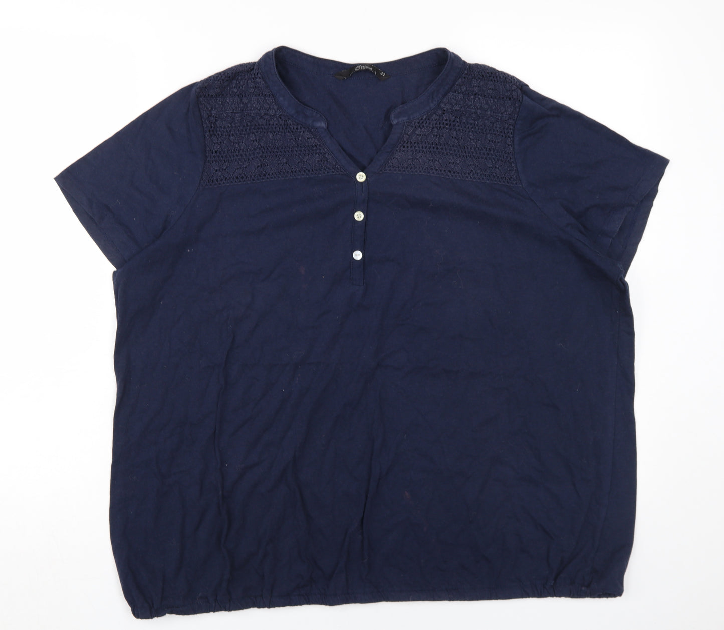 Bm Casual Women's Blue Short Sleeve Henley T-Shirt Size 22