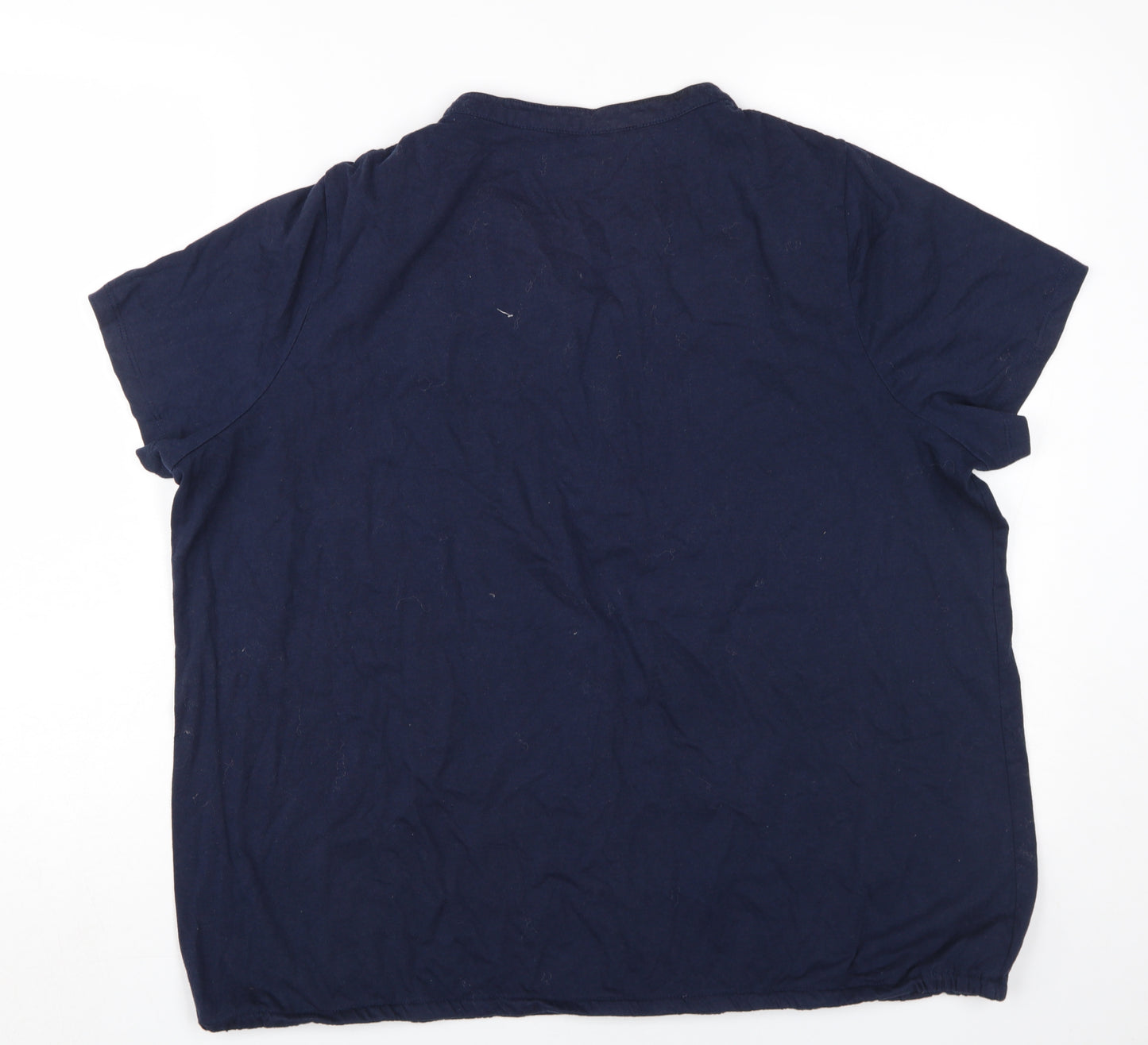 Bm Casual Women's Blue Short Sleeve Henley T-Shirt Size 22