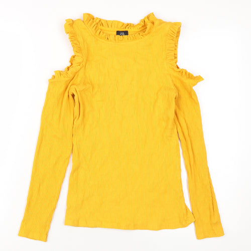 River Island Women's Yellow Ringer T-Shirt Size 10