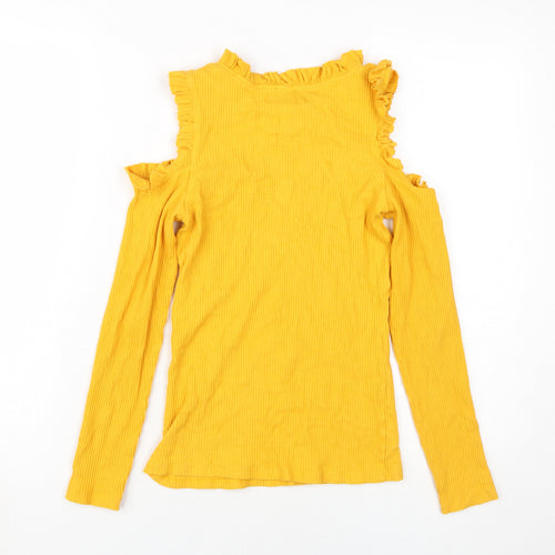 River Island Women's Yellow Ringer T-Shirt Size 10