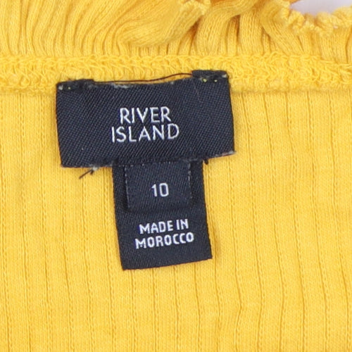 River Island Women's Yellow Ringer T-Shirt Size 10